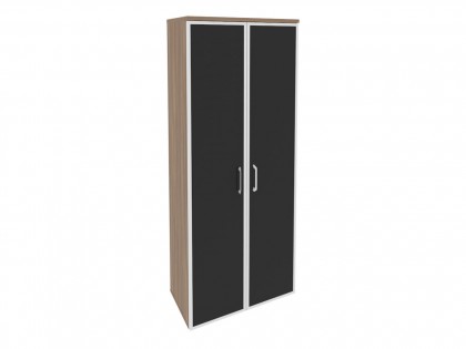 Офисная мебель для персонала ONIX O.ST-1.10R black Шкаф высокий широкий (2 высоких фасада стекло лакобель в раме)