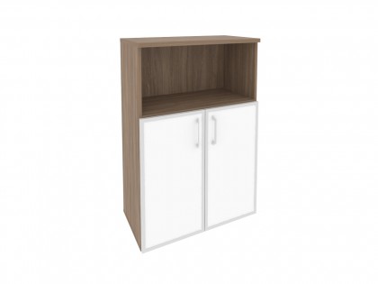 Офисная мебель для персонала ONIX O.ST-2.2R white Шкаф средний широкий (2 низких фасада стекло лакобель в раме)